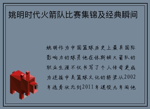姚明时代火箭队比赛集锦及经典瞬间
